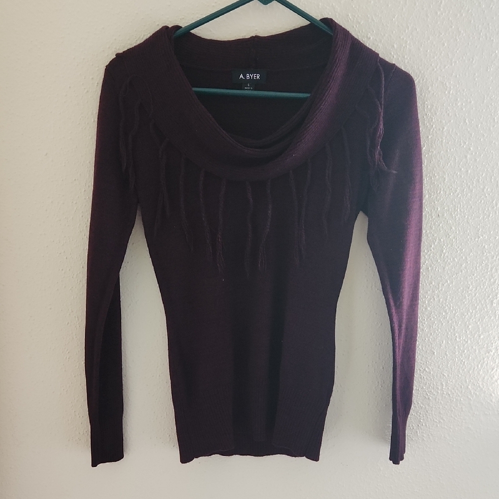 A. Byer Purple Cowl Neck Sweater